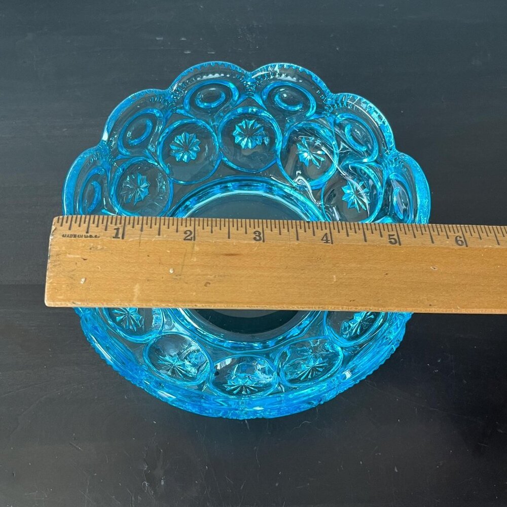 Westmoreland Glass Covered Candy Dish // Moon and Stars Pattern // Aqua Blue - Picture 9 of 9